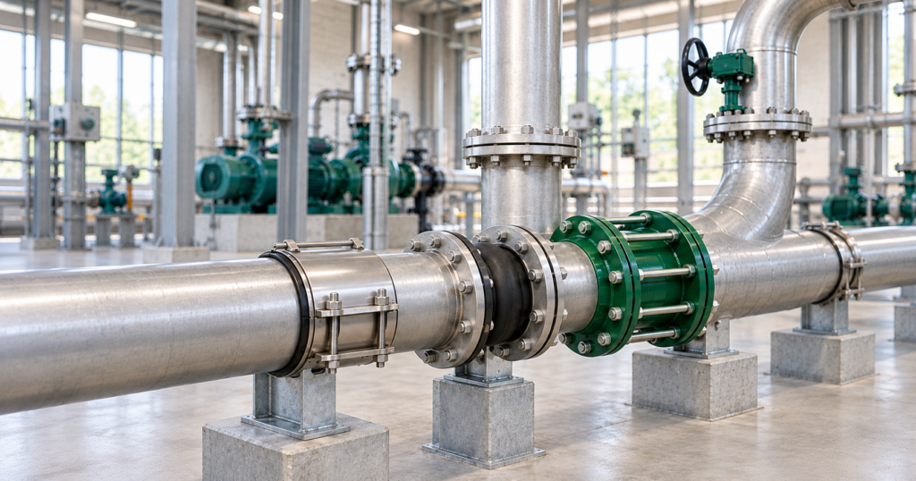 Industrial pipeline with repair and connection components